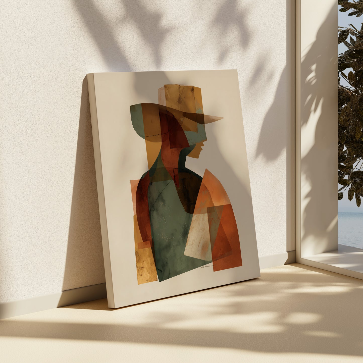 Abstract Cowboy Canvas Print: Geometric Shades