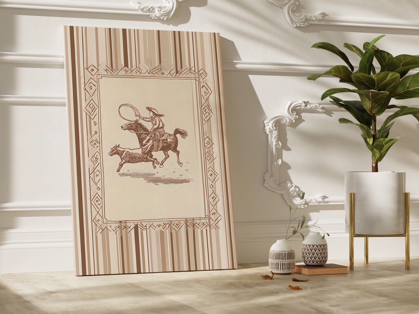 Western Cowboy Art Vertical Canvas Print