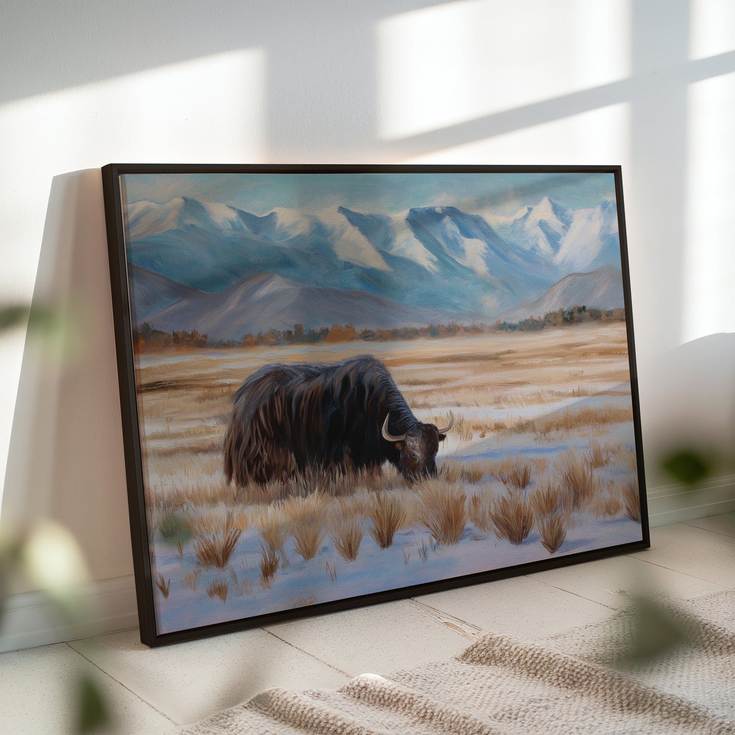 Rustic Bison Canvas Print: Mountain Landcape Art