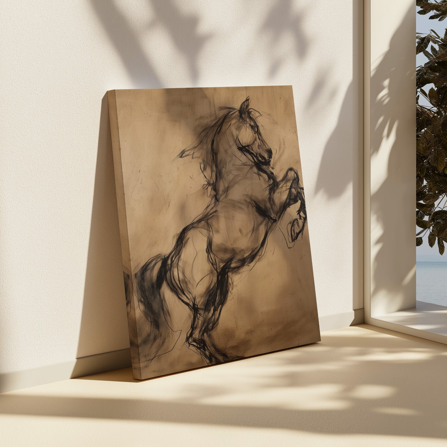 Charcoal Sketch Horse Canvas Print