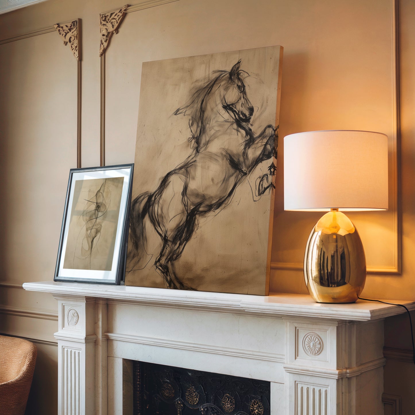 Charcoal Sketch Horse Canvas Print