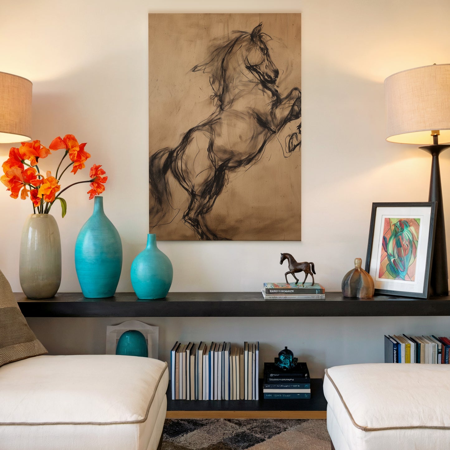 Charcoal Sketch Horse Canvas Print