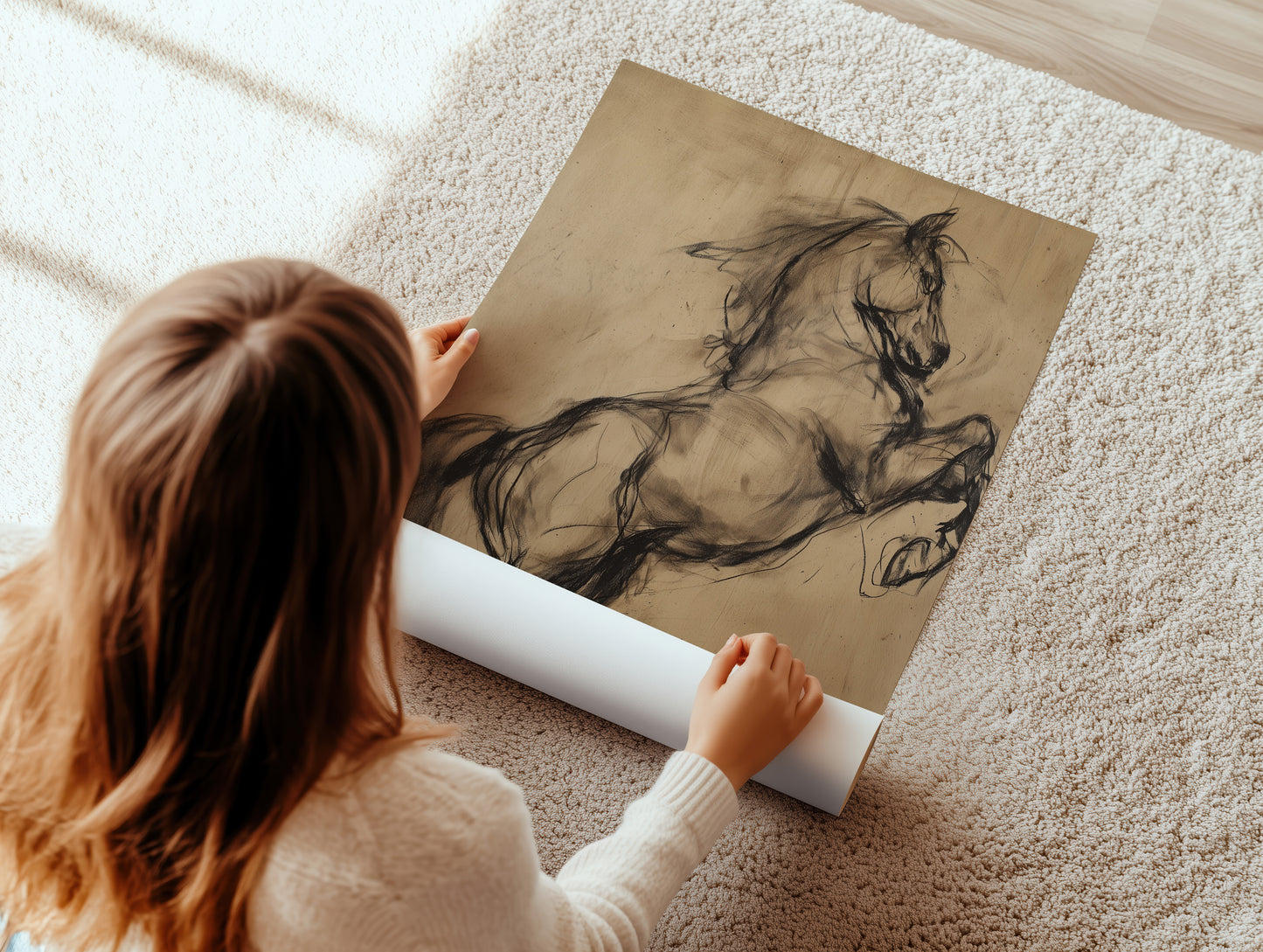 Charcoal Sketch Horse Canvas Print
