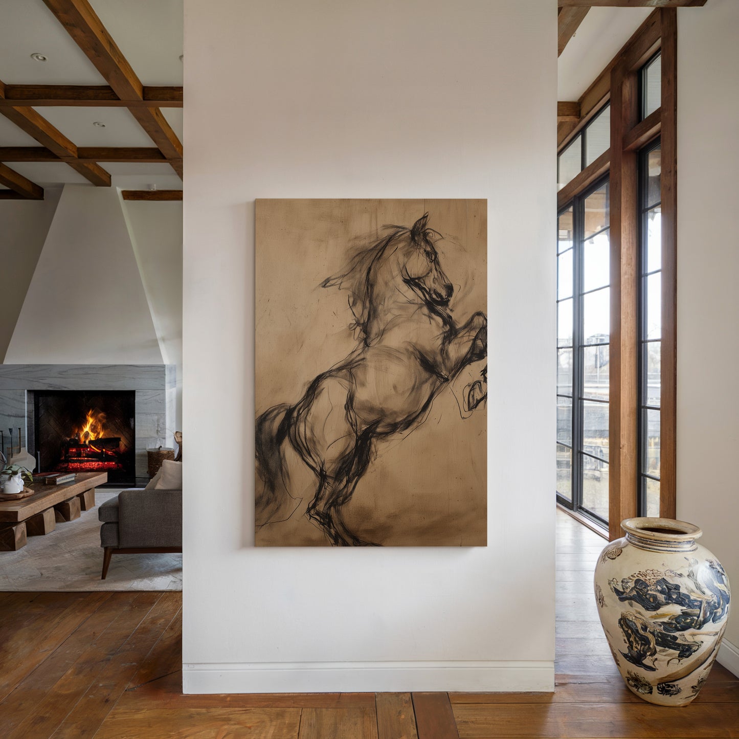 Charcoal Sketch Horse Canvas Print