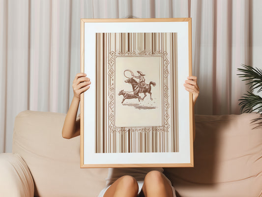 Western Cowboy Art Vertical Canvas Print