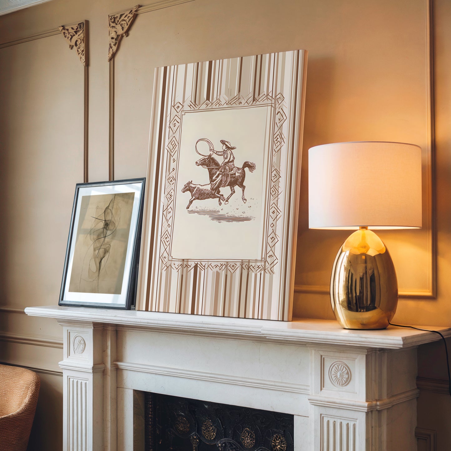 Western Cowboy Art Vertical Canvas Print