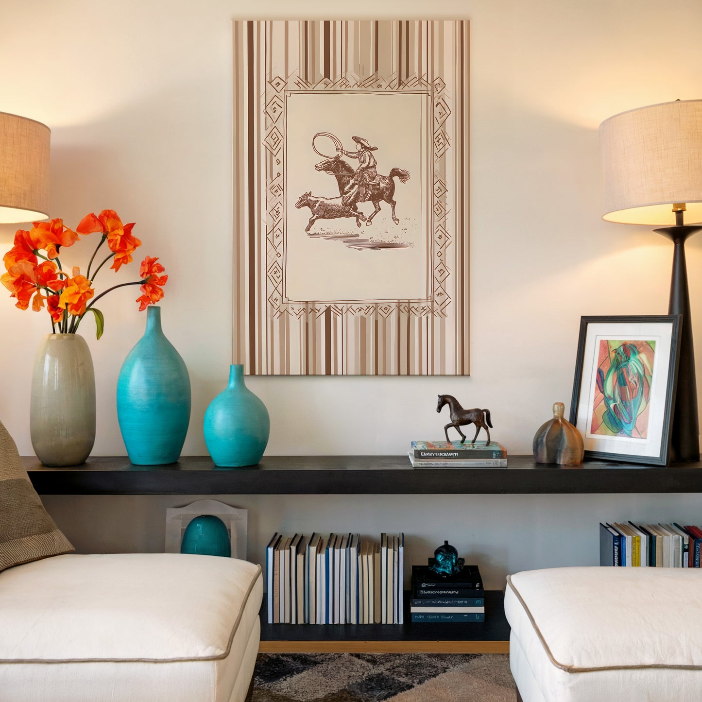 Western Cowboy Art Vertical Canvas Print