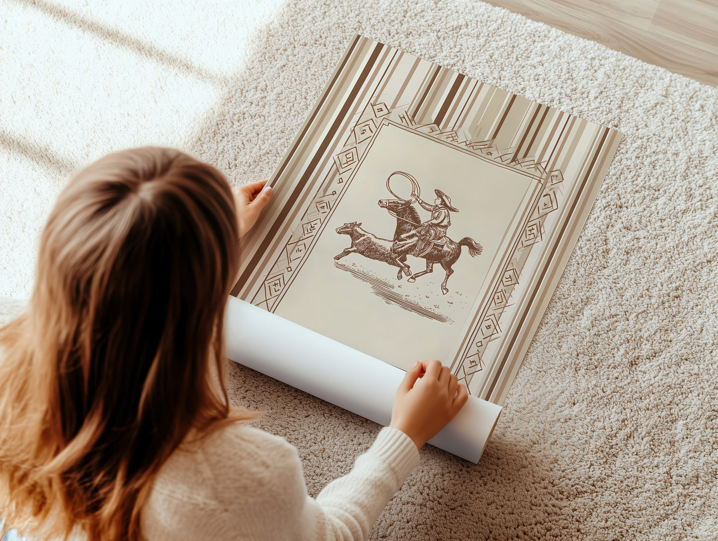 Western Cowboy Art Vertical Canvas Print