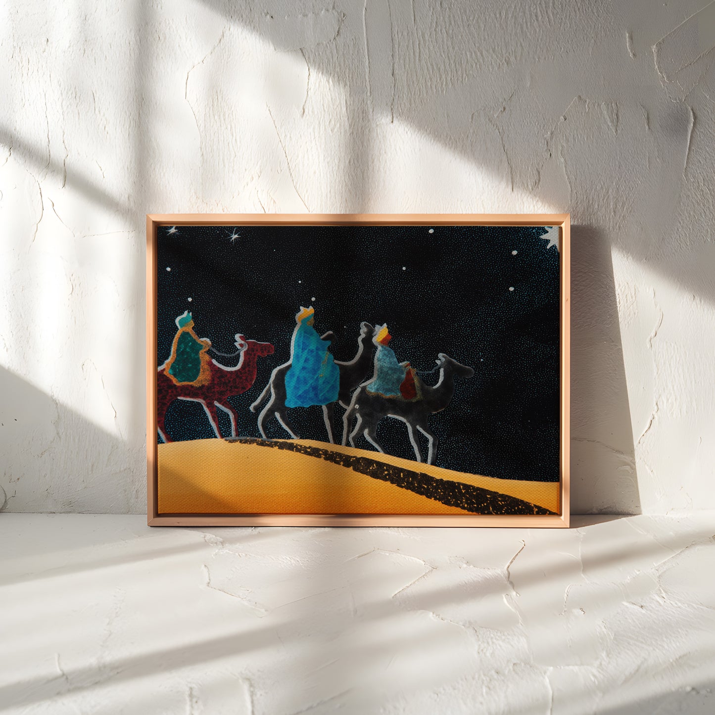 Three Wise Men Canvas Print: Nativity Star Night Desert Journey Art