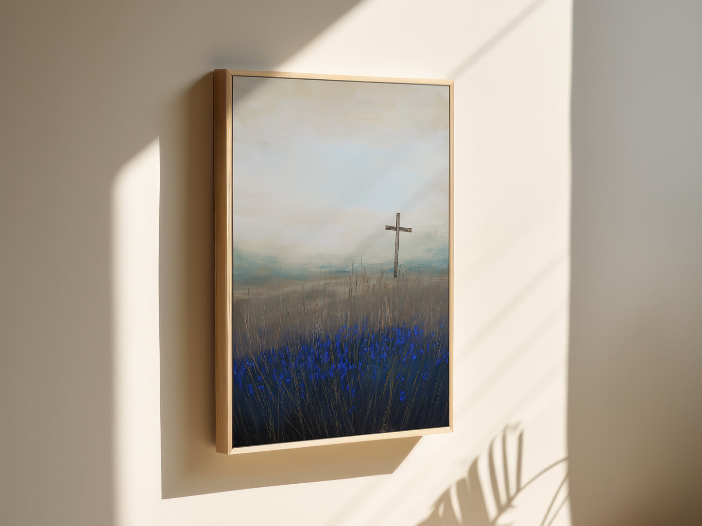 Cross in a Field Canvas Print: Serene Landscape Art