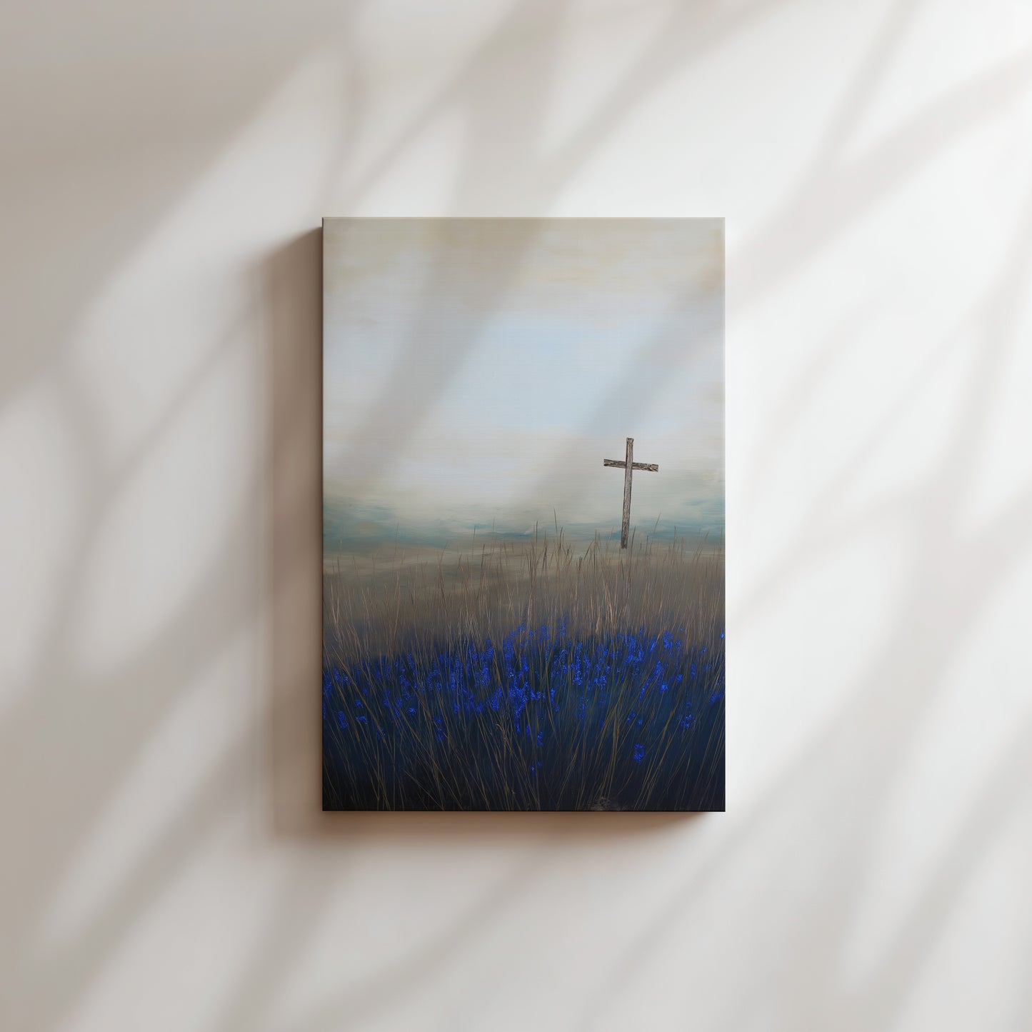 Cross in a Field Canvas Print: Serene Landscape Art