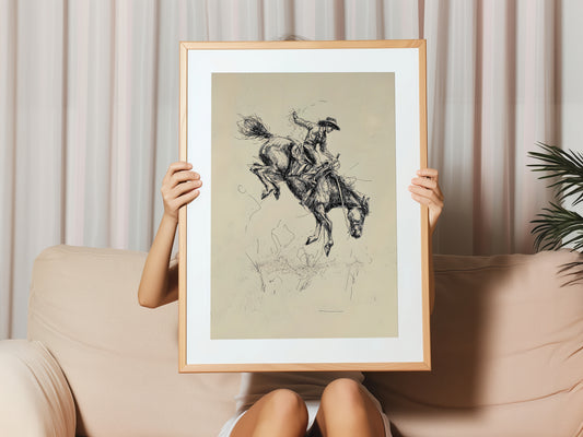 Rustic Cowboy Sketch Canvas Print