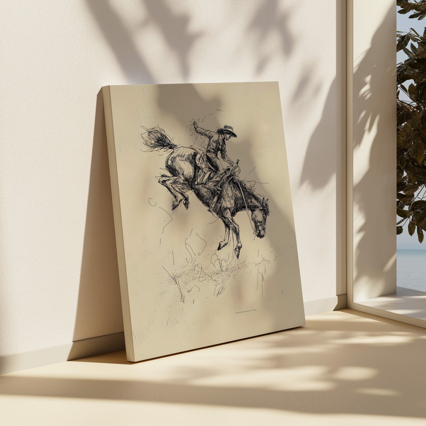 Rustic Cowboy Sketch Canvas Print