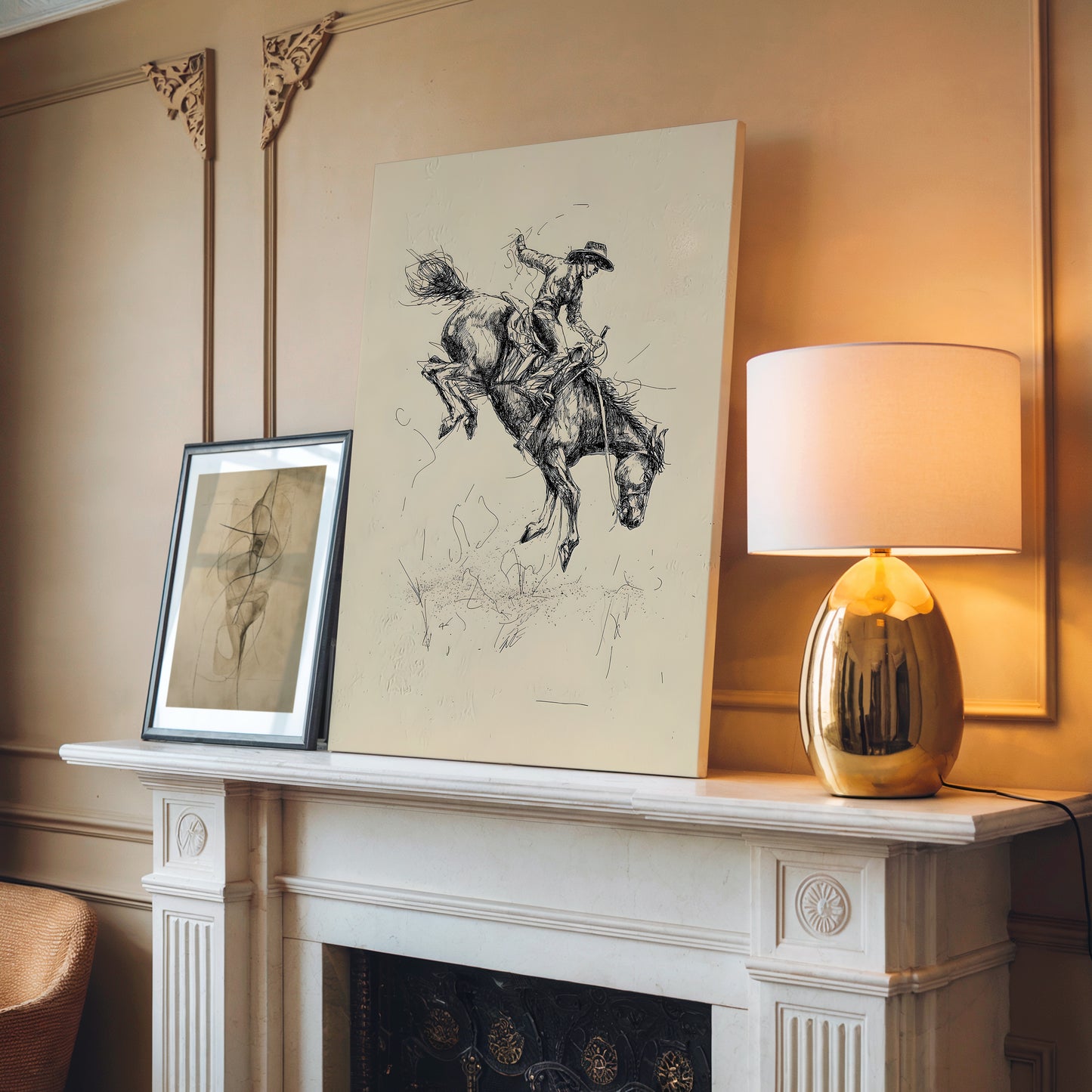 Rustic Cowboy Sketch Canvas Print