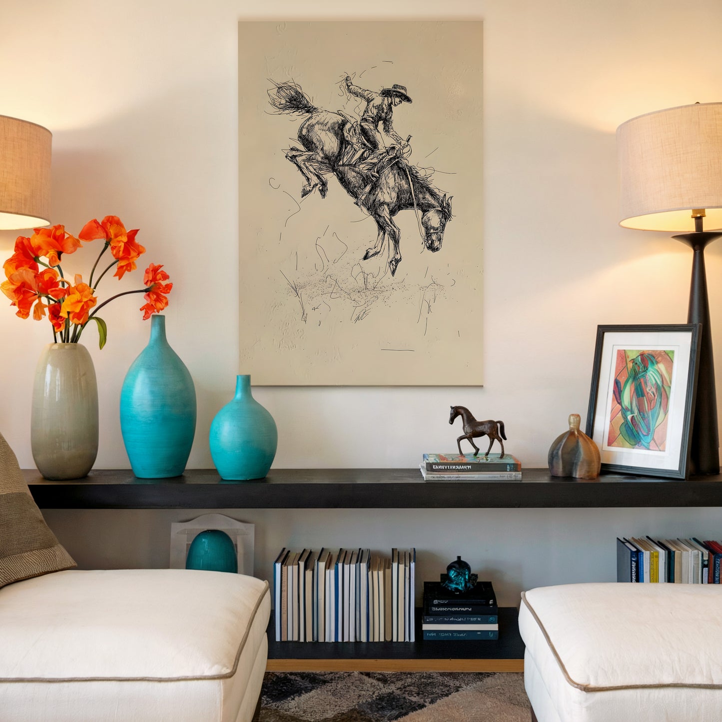 Rustic Cowboy Sketch Canvas Print