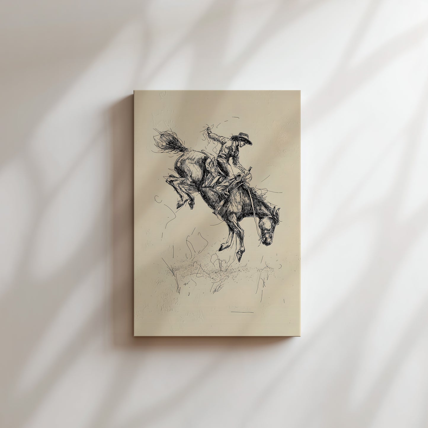 Rustic Cowboy Sketch Canvas Print