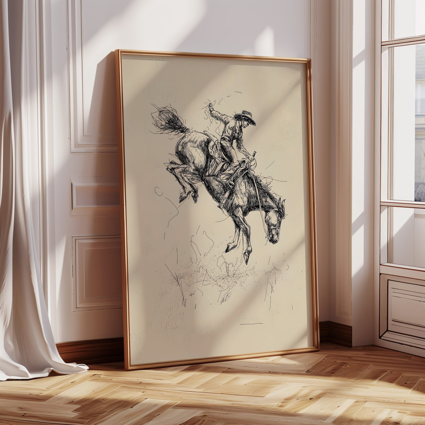 Rustic Cowboy Sketch Canvas Print