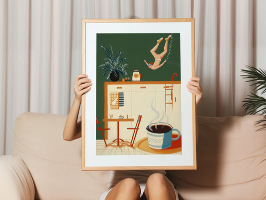 Surreal Coffee Swim Art Print