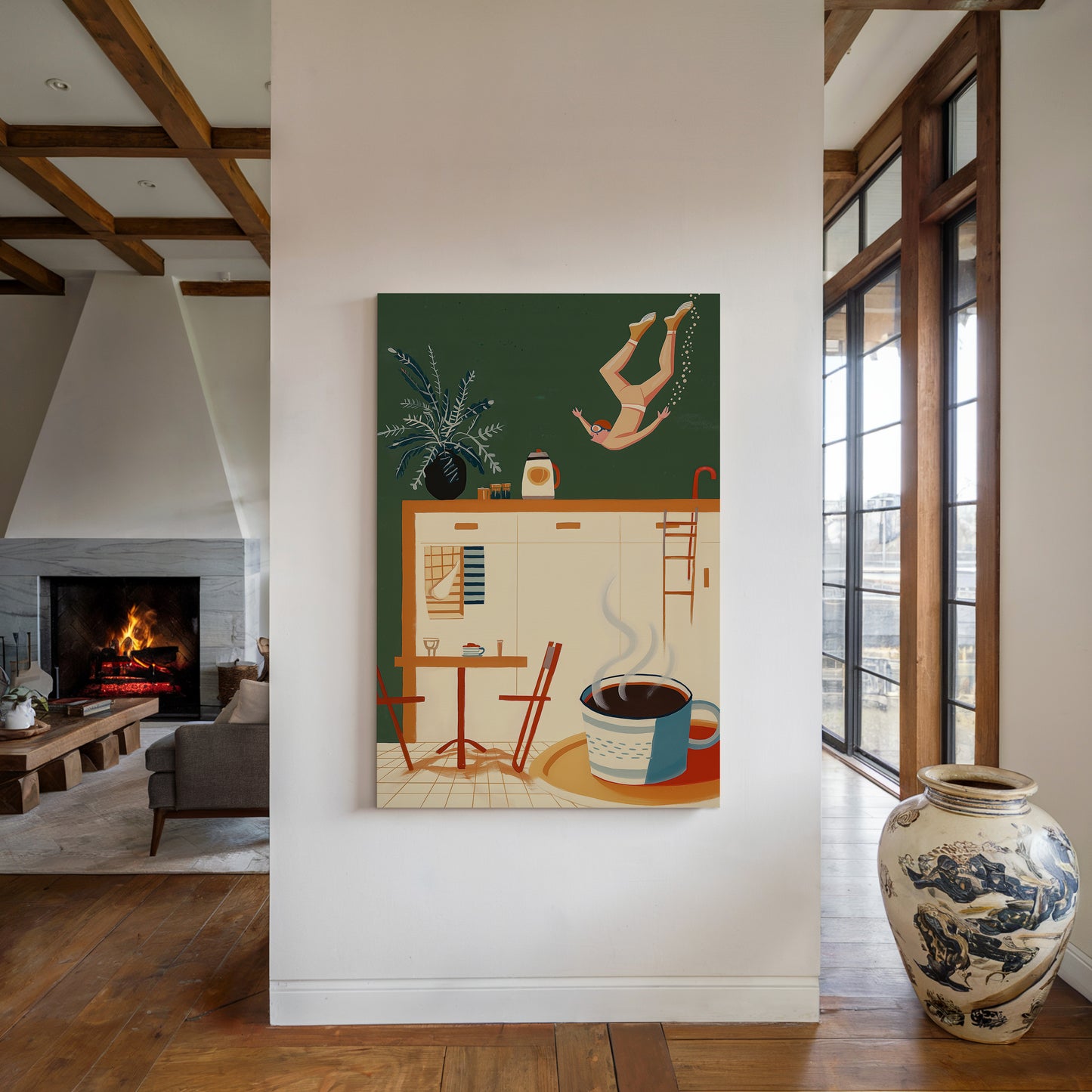 Surreal Coffee Swim Art Print