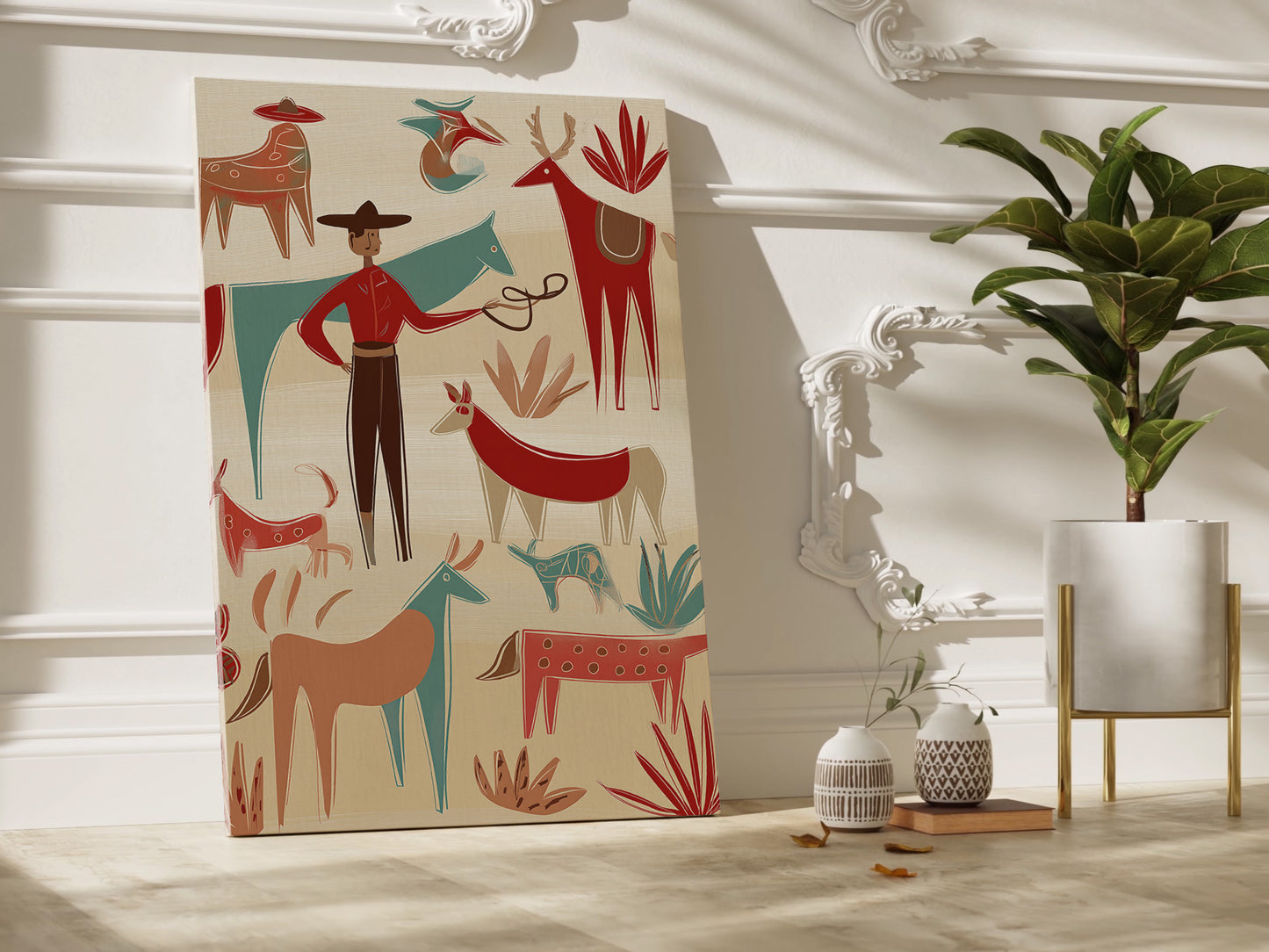 Southwestern Cowboy and Animal Art on Canvas