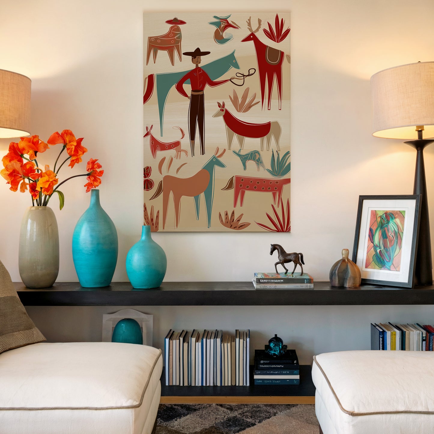 Southwestern Cowboy and Animal Art on Canvas