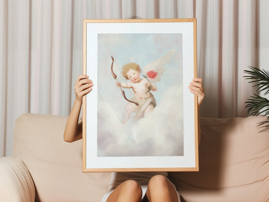 Cherubic Angel Art Canvas: Pastel Clouds Classic