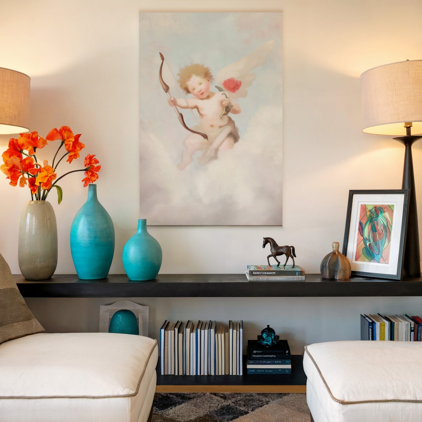 Cherubic Angel Art Canvas: Pastel Clouds Classic