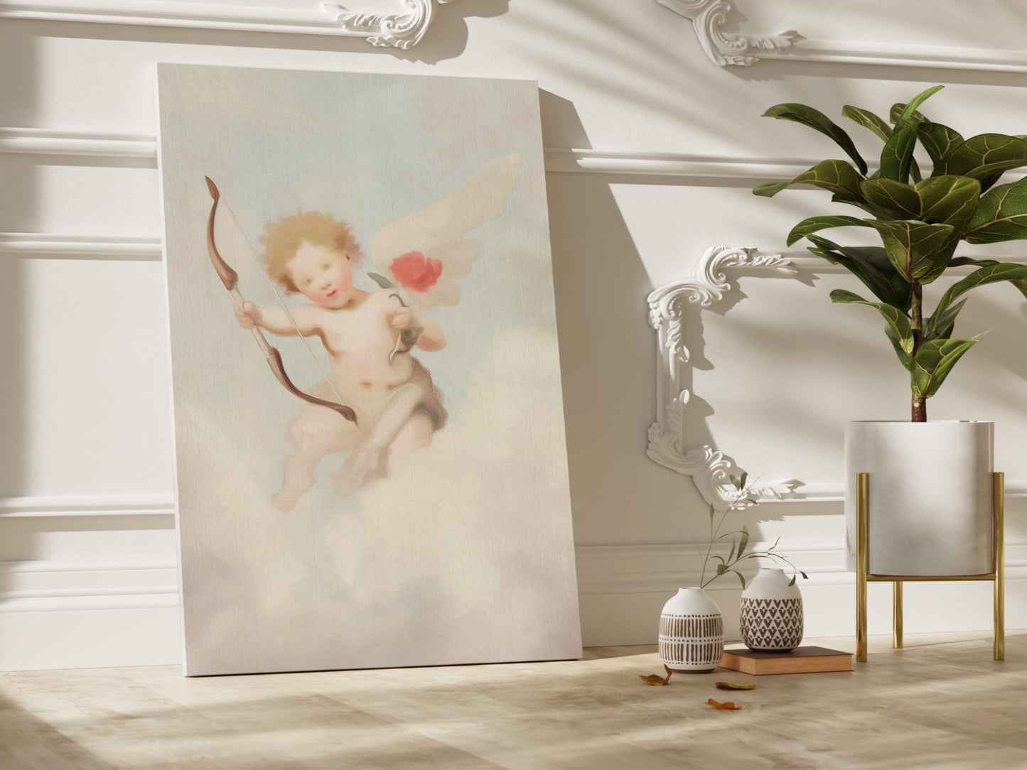 Cherubic Angel Art Canvas: Pastel Clouds Classic