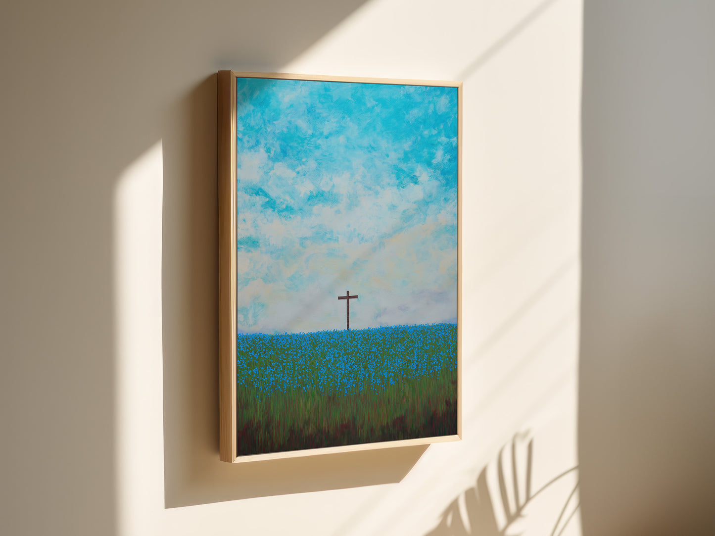 Blue Sky Cross Canvas Print: Inspirational Wall Art