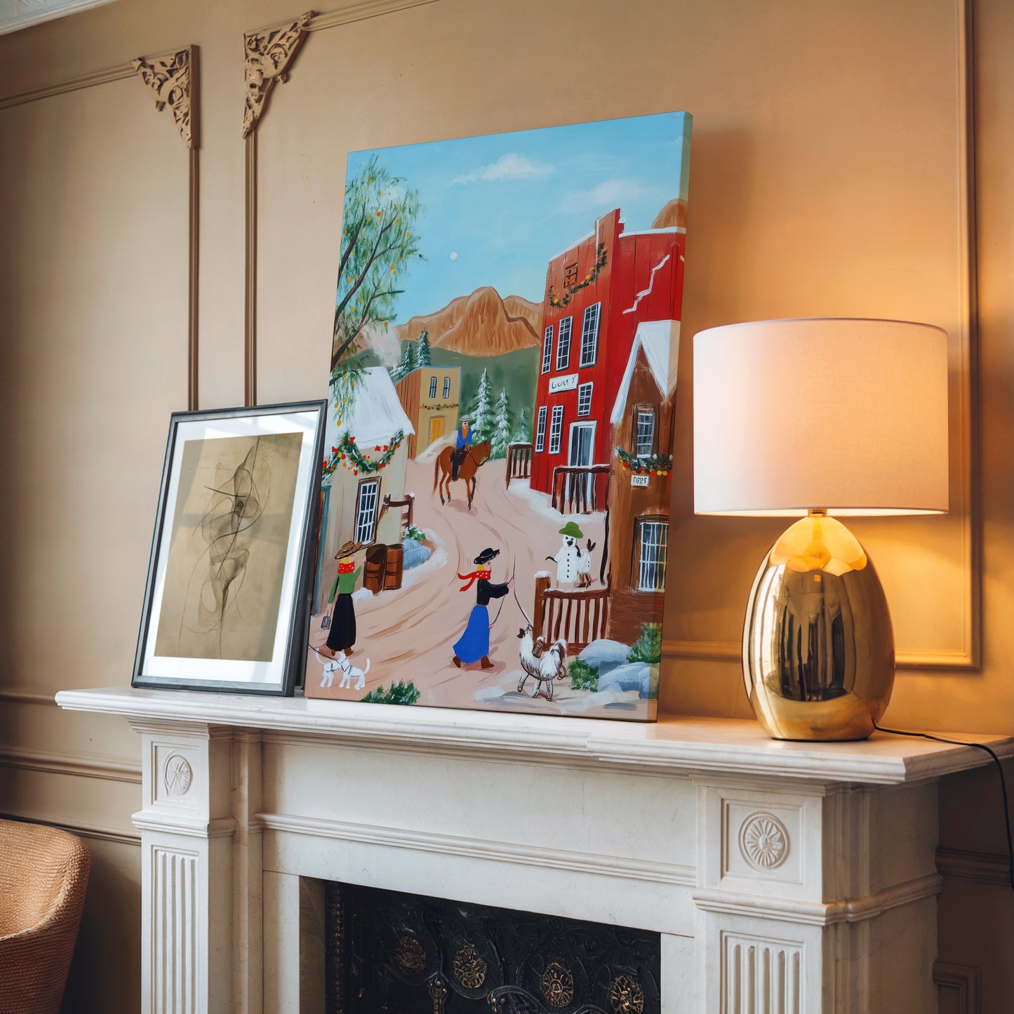 Charming Western Town Scene Canvas Print