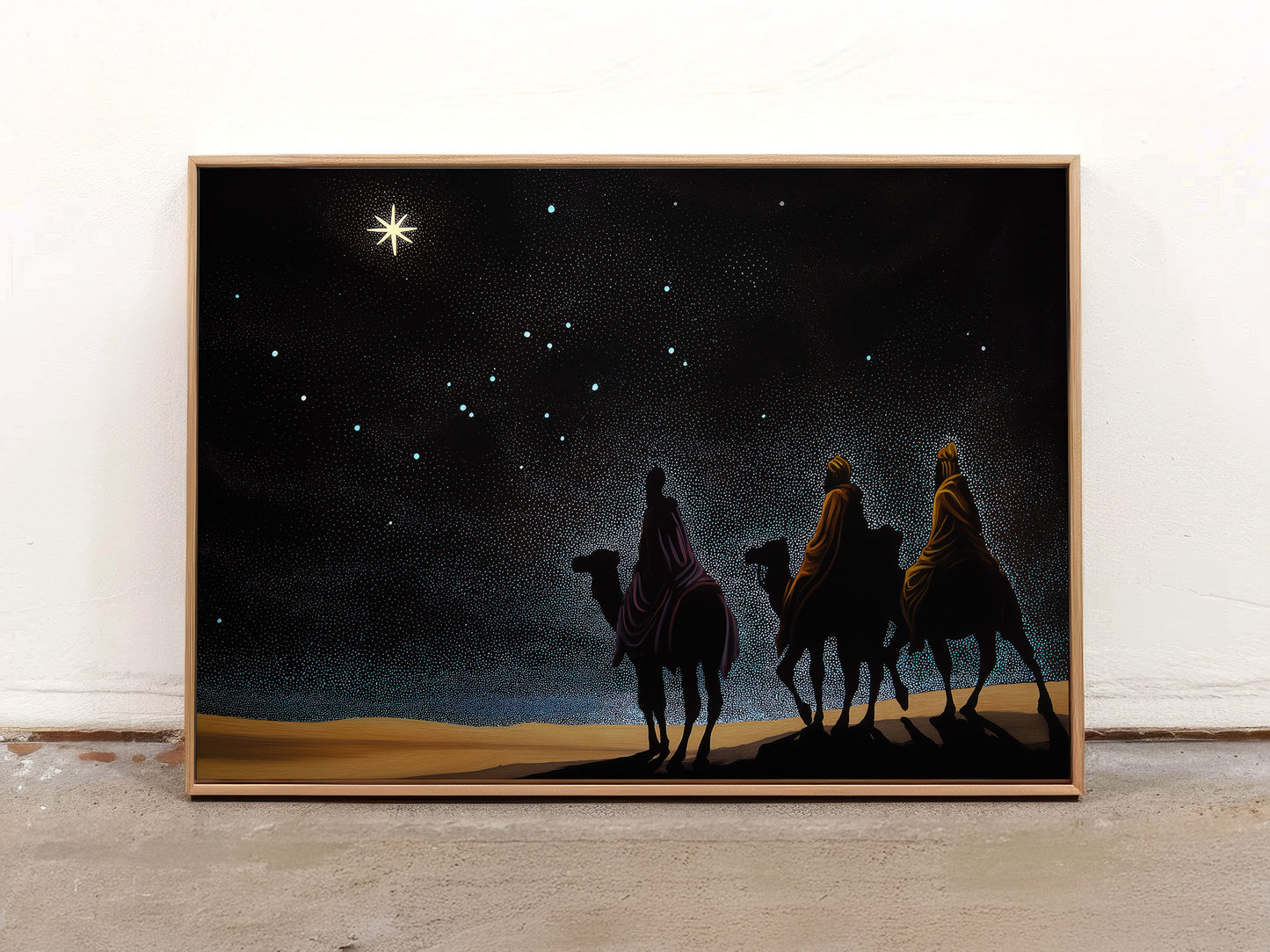 Three Wise Men Canvas Print: Nativity Star of Bethlehem Night Sky