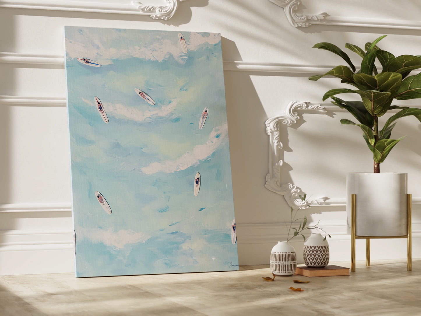 Aerial Beach Scene Vertical Canvas Print