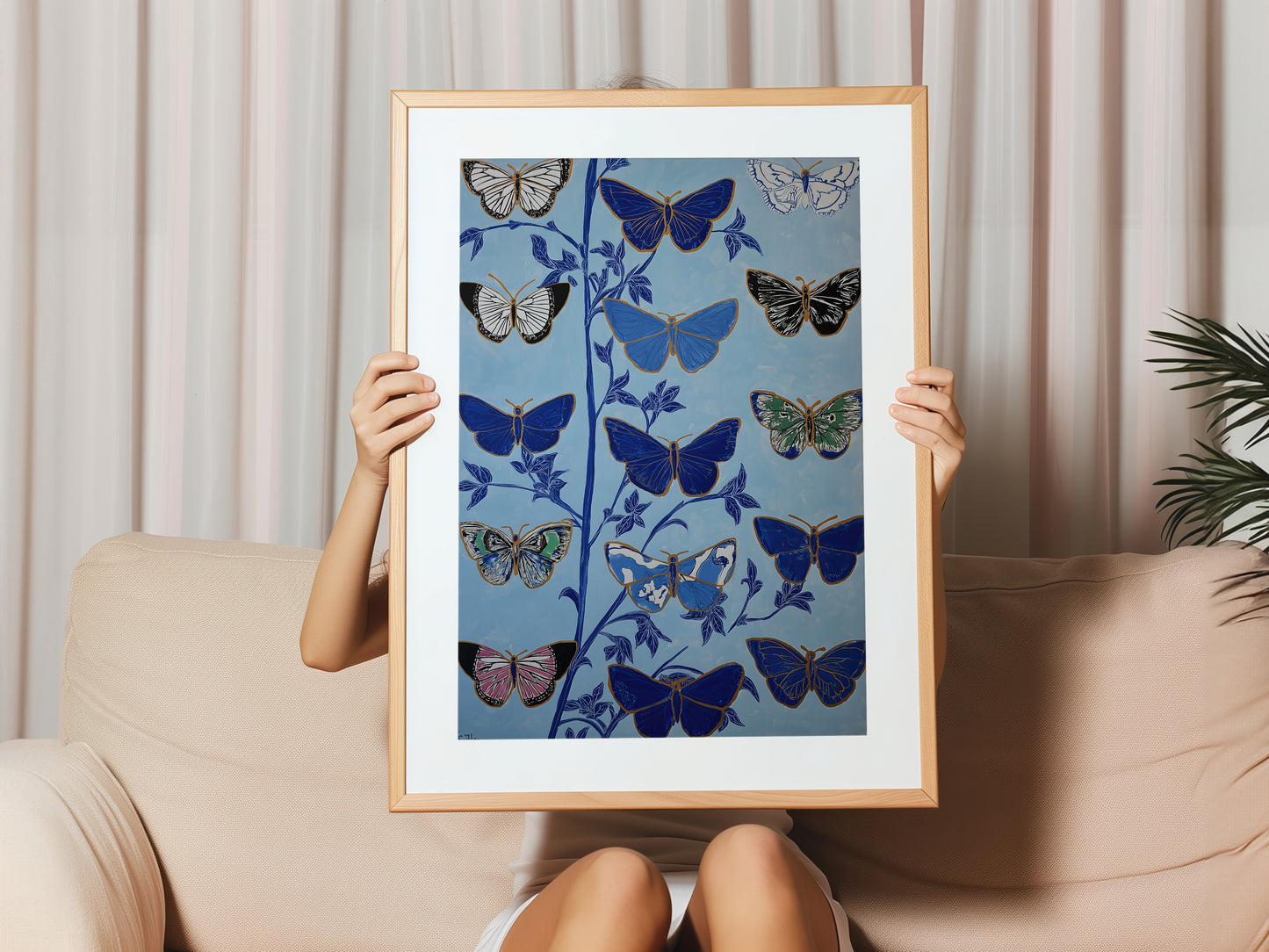 Butterfly Botanical Canvas Print: Vertical Premium Wall Art