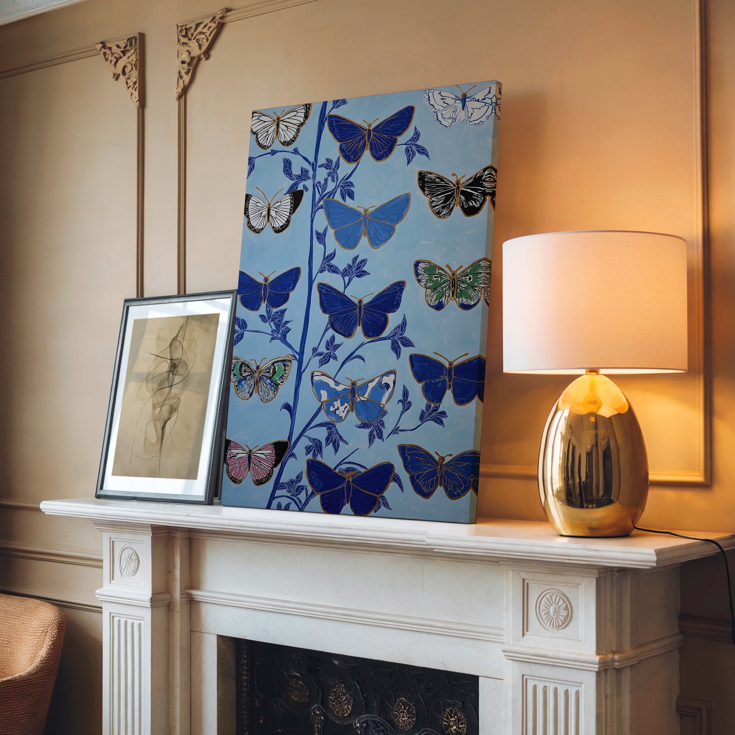 Butterfly Botanical Canvas Print: Vertical Premium Wall Art