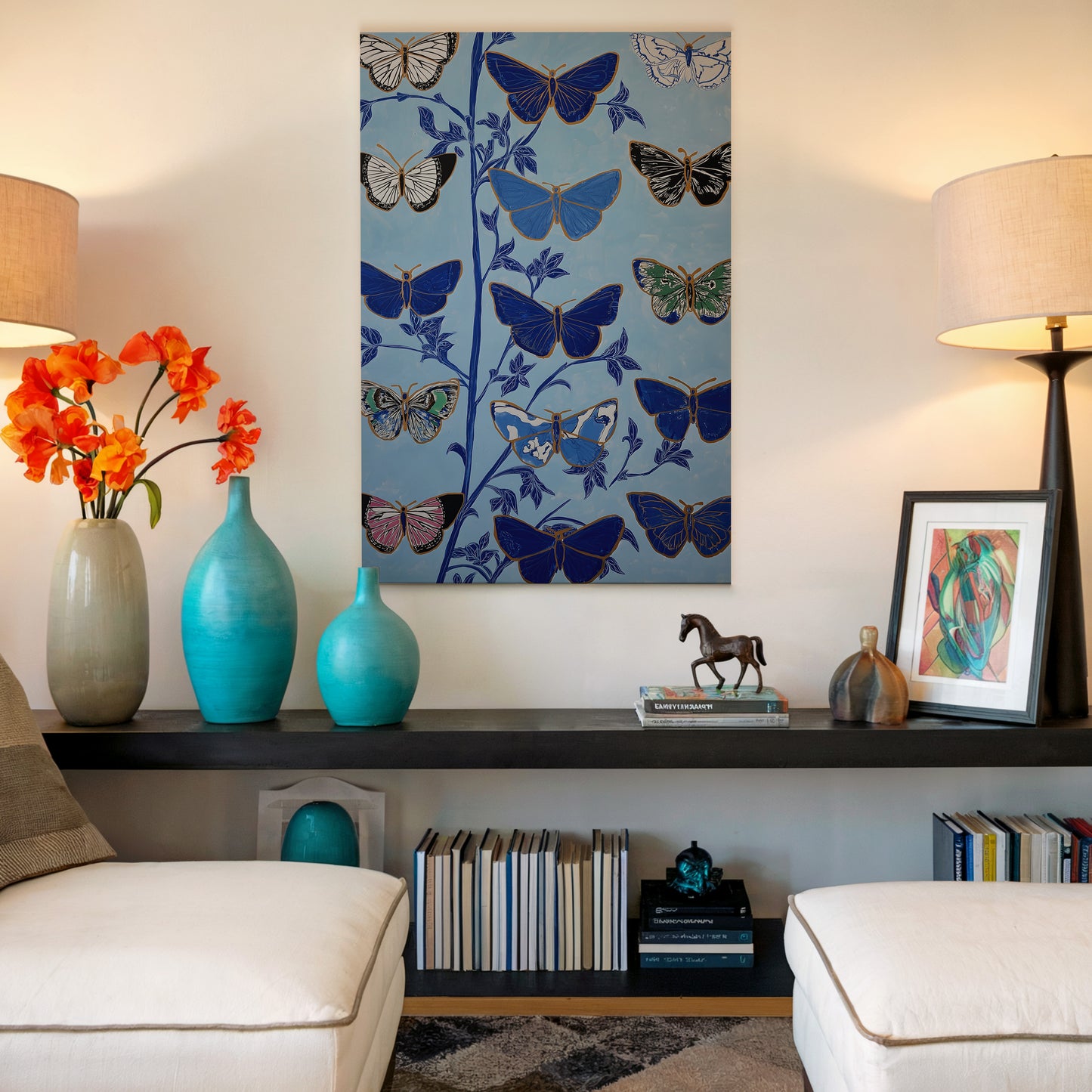 Butterfly Botanical Canvas Print: Vertical Premium Wall Art