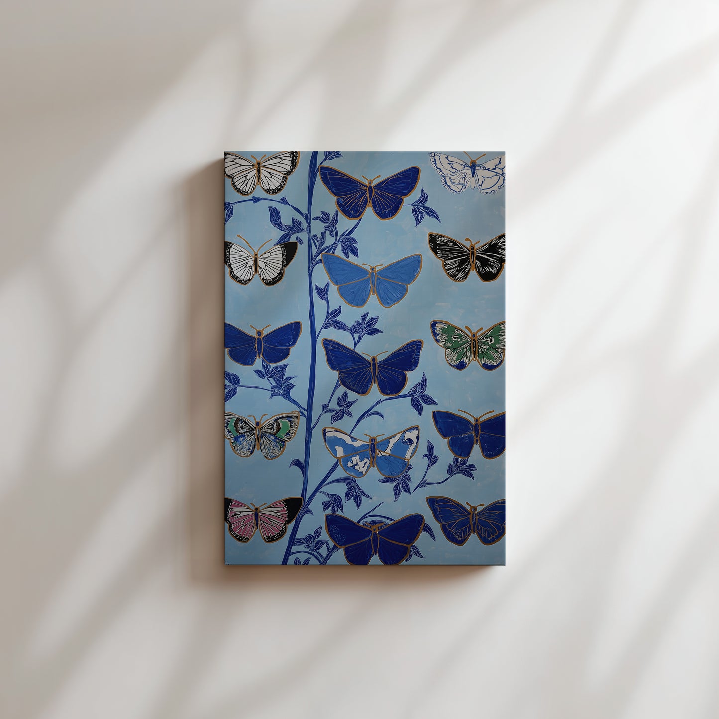Butterfly Botanical Canvas Print: Vertical Premium Wall Art