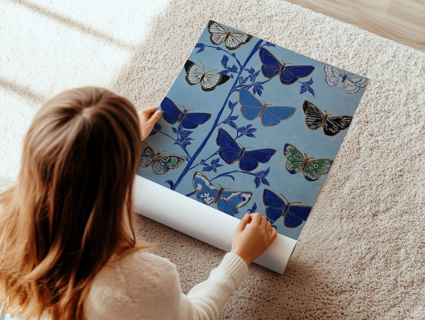 Butterfly Botanical Canvas Print: Vertical Premium Wall Art