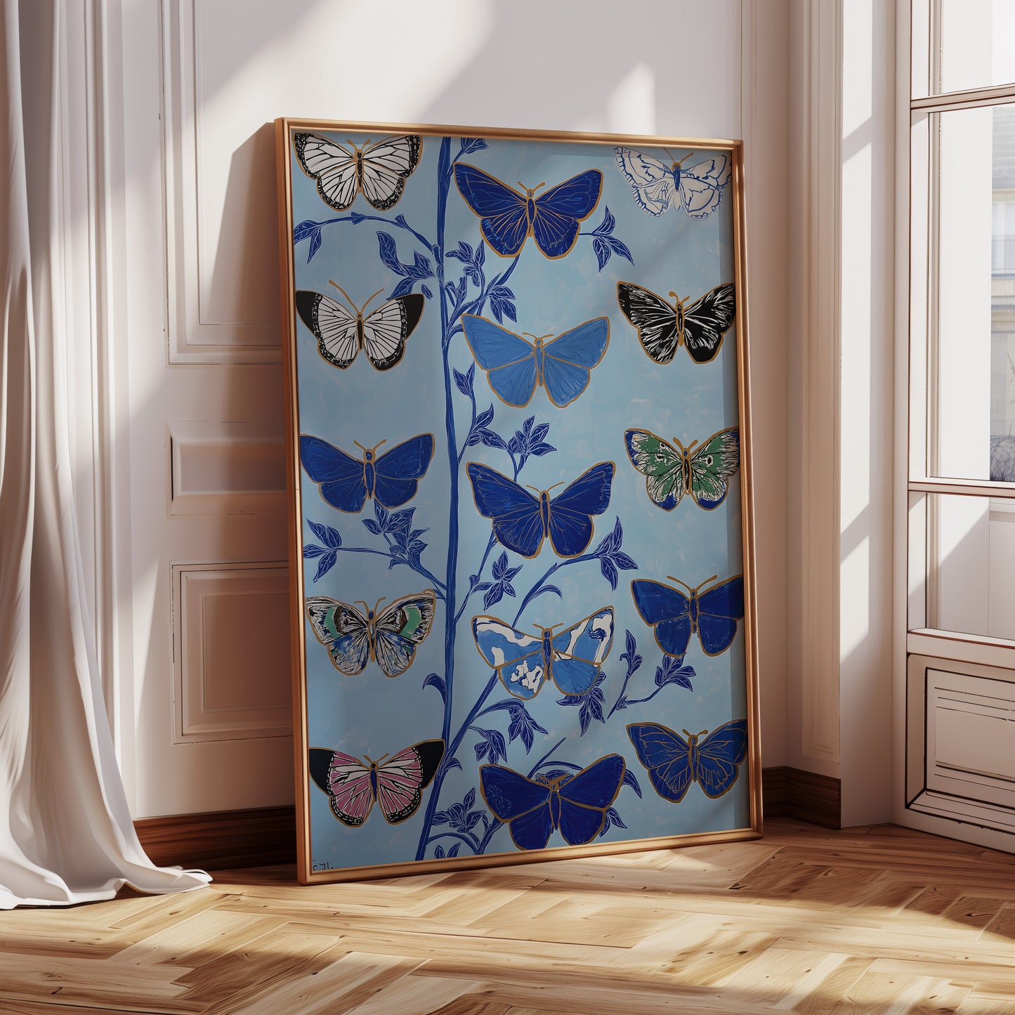 Butterfly Botanical Canvas Print: Vertical Premium Wall Art