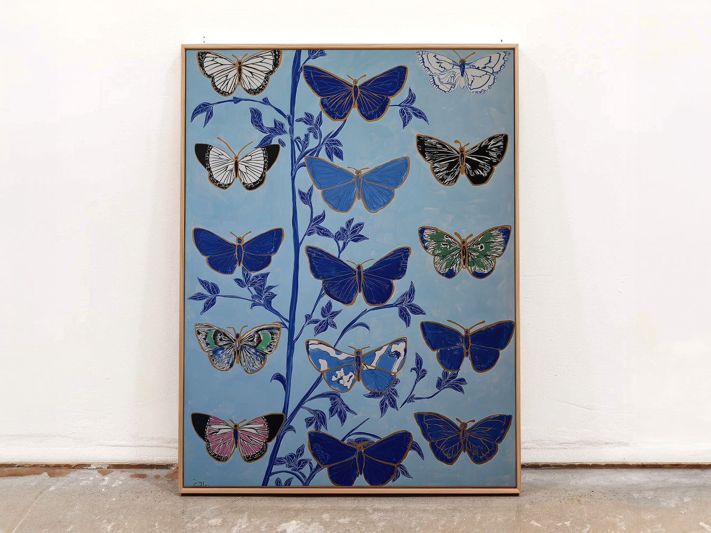 Butterfly Botanical Canvas Print: Vertical Premium Wall Art