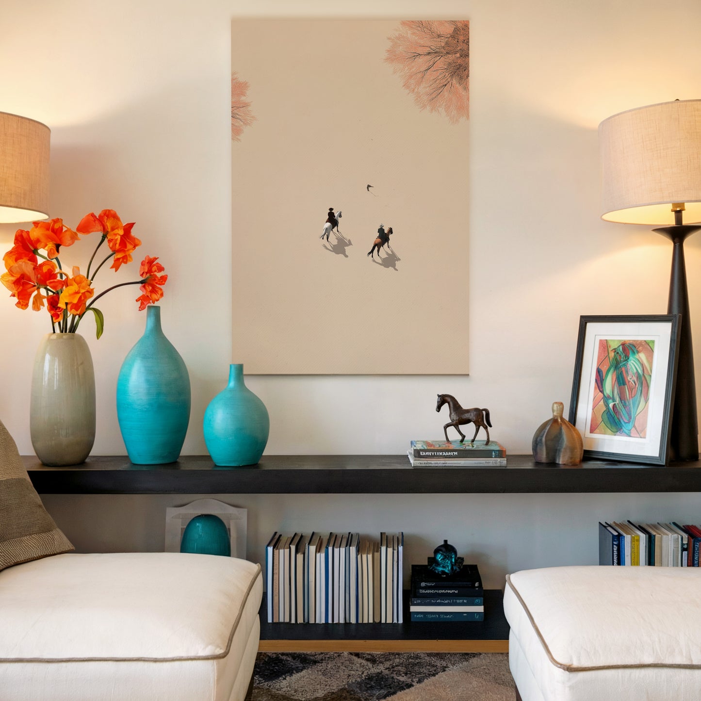 Minimalist Riders Canvas Art: Premium Vertical Print