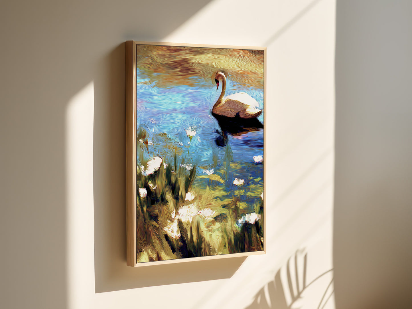 Swan Serenity Canvas Art: Nature Reflection Scene
