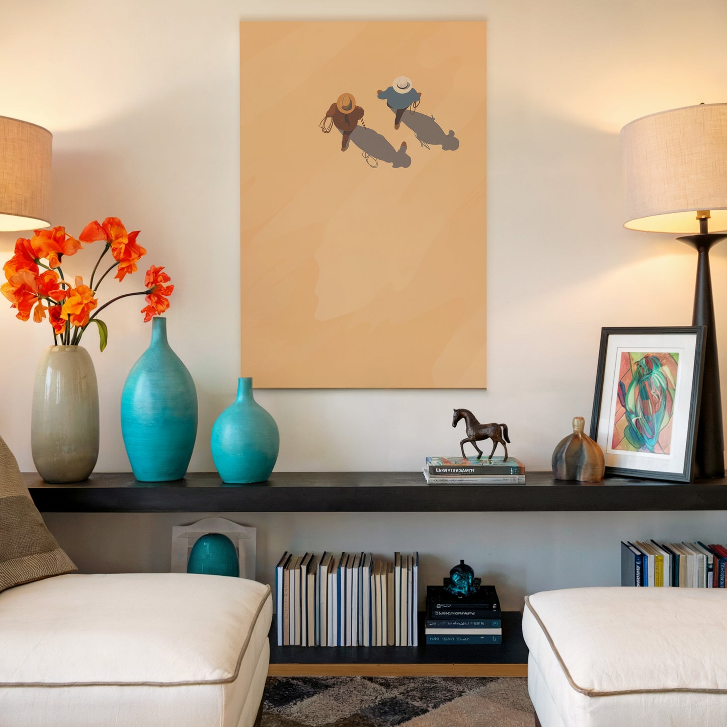 Minimalist Aerial Beach Walk Canvas Art