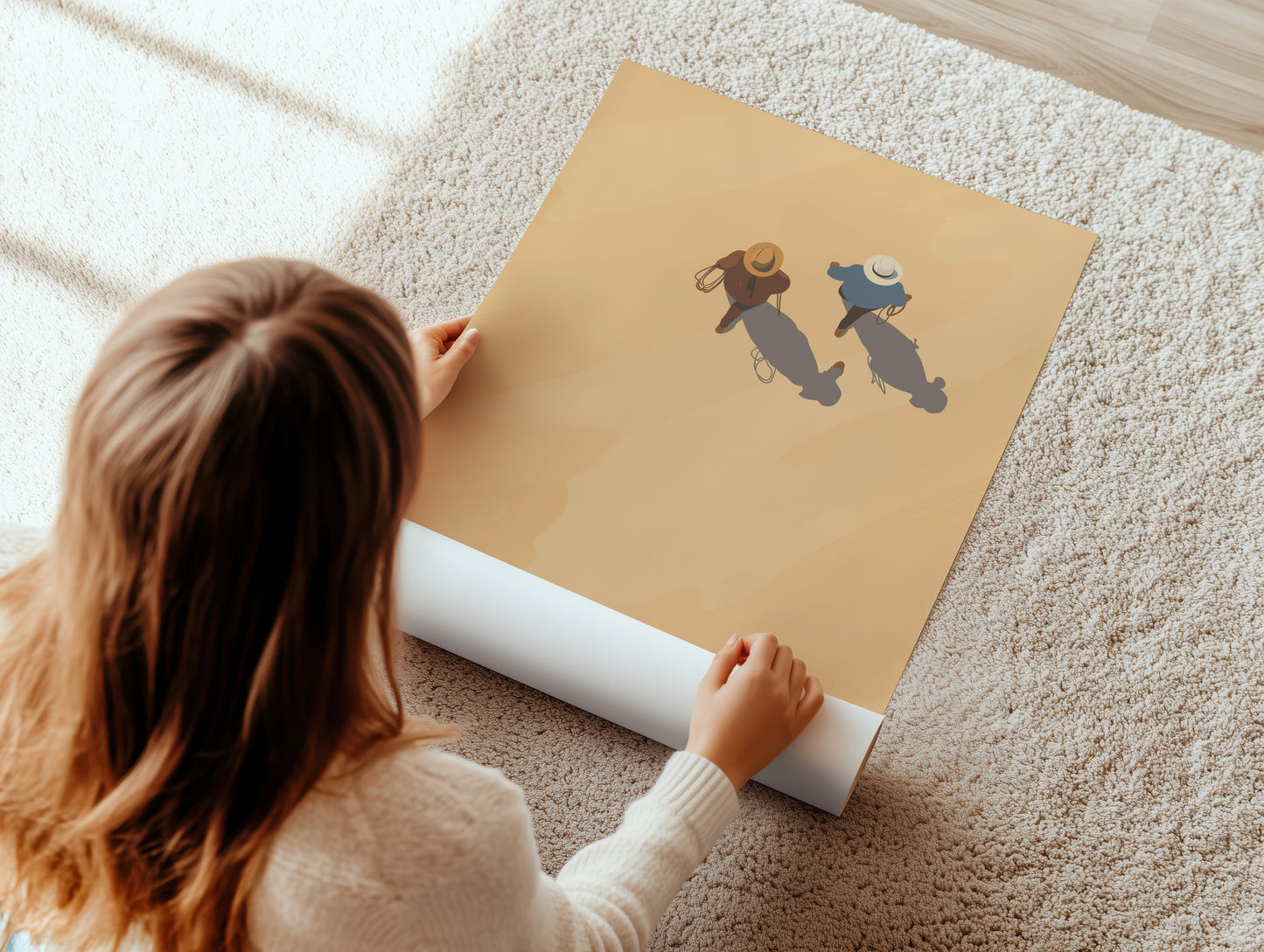 Minimalist Aerial Beach Walk Canvas Art