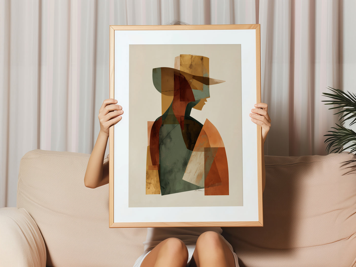 Abstract Cowboy Canvas Print: Geometric Shades
