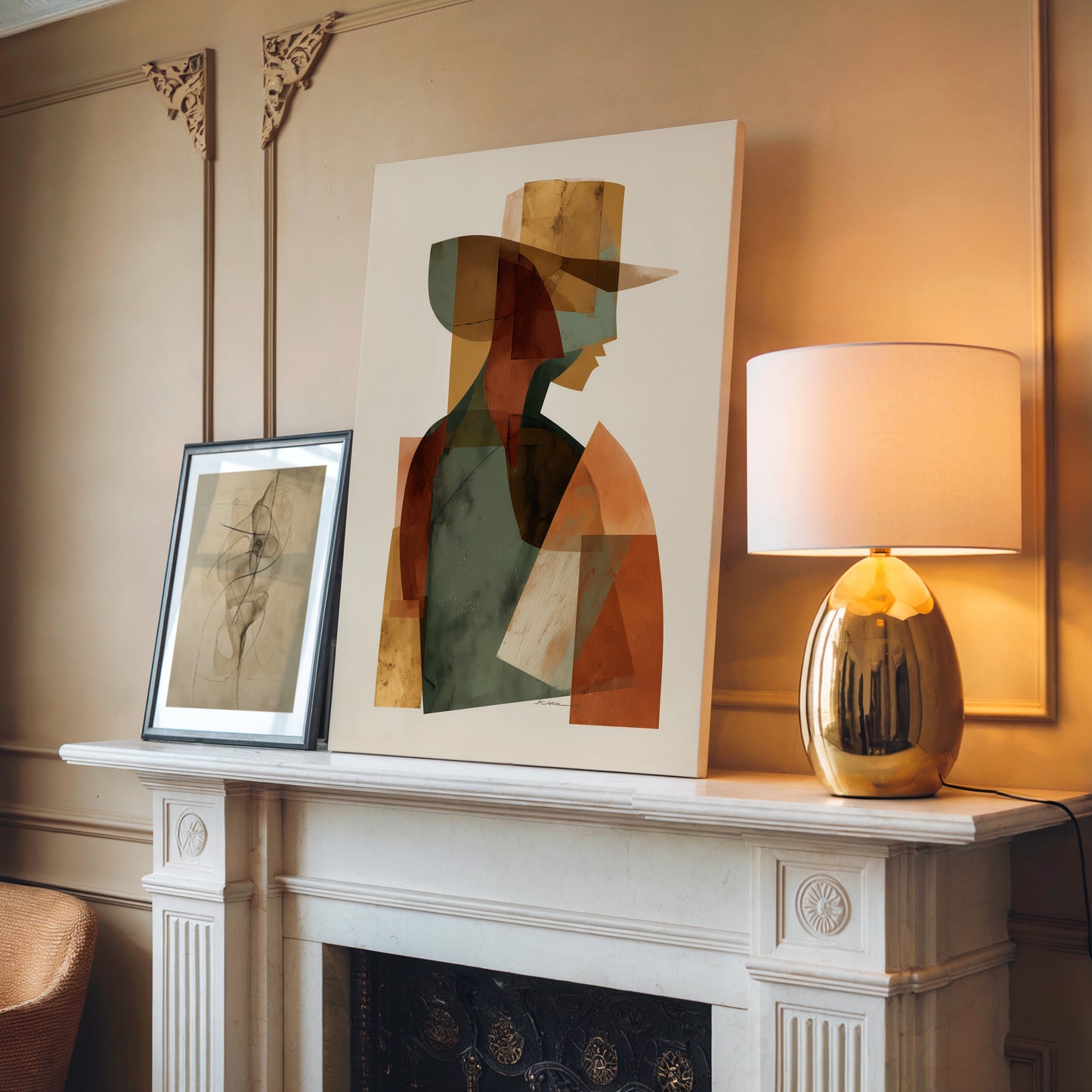 Abstract Cowboy Canvas Print: Geometric Shades