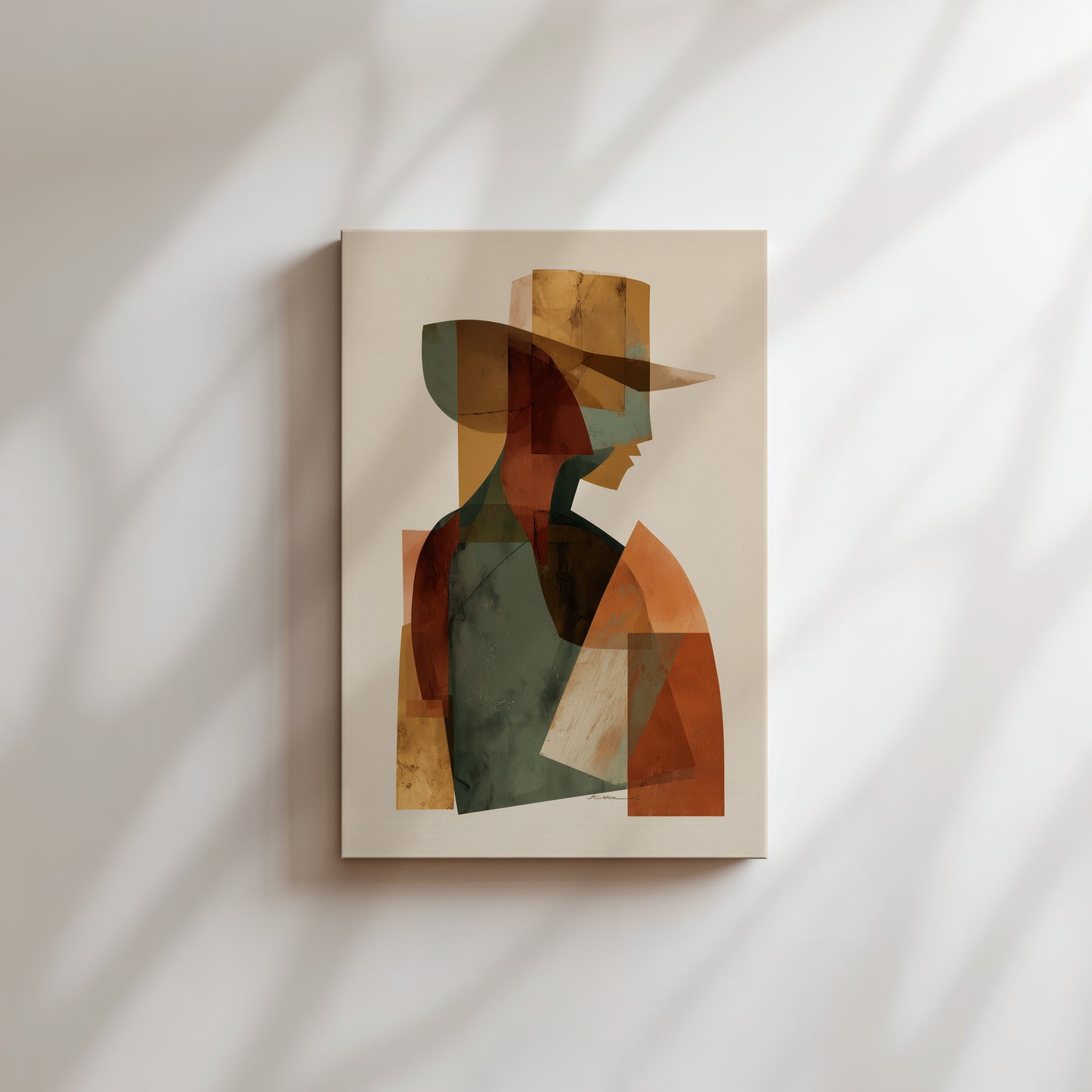 Abstract Cowboy Canvas Print: Geometric Shades