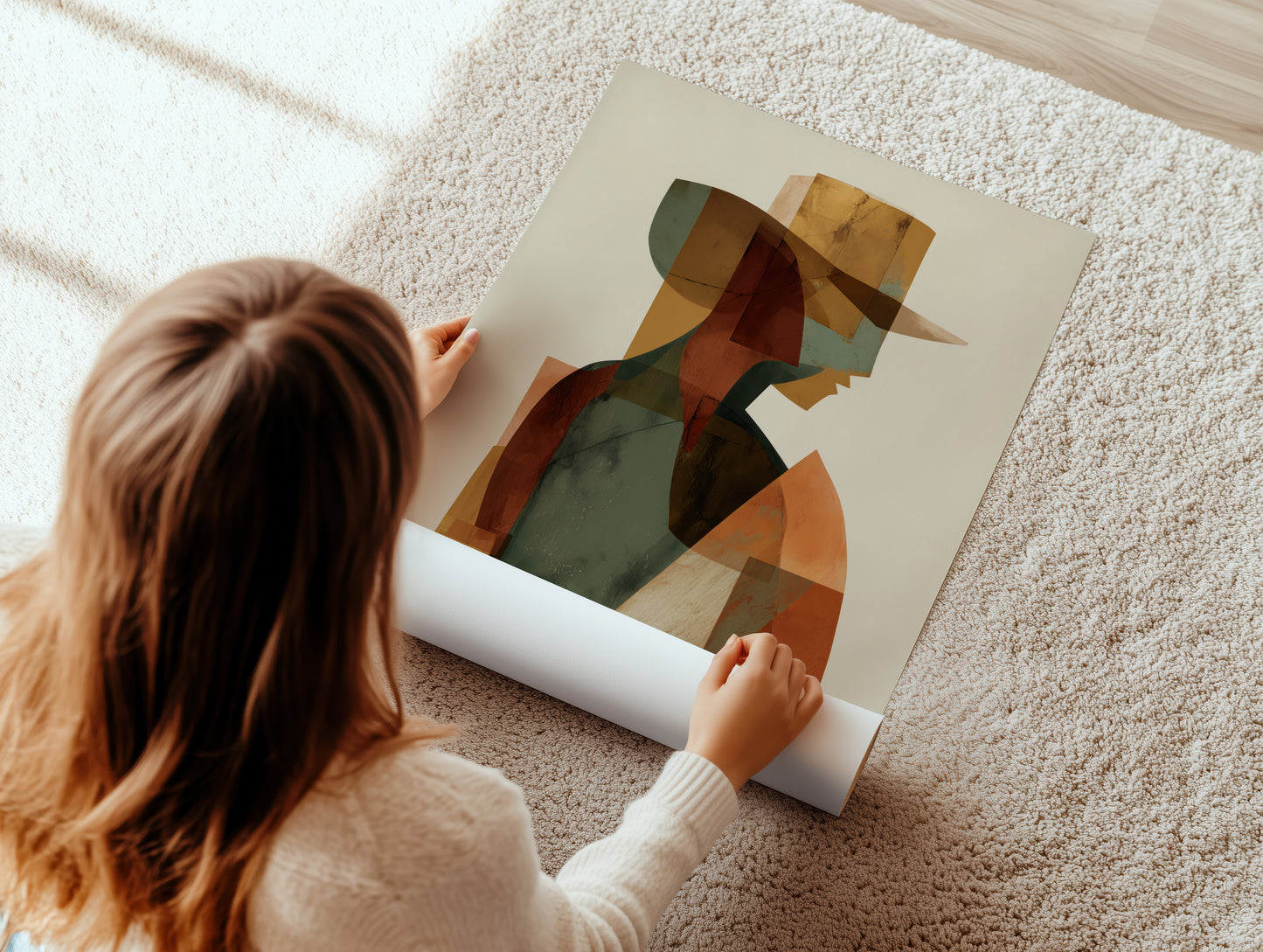 Abstract Cowboy Canvas Print: Geometric Shades