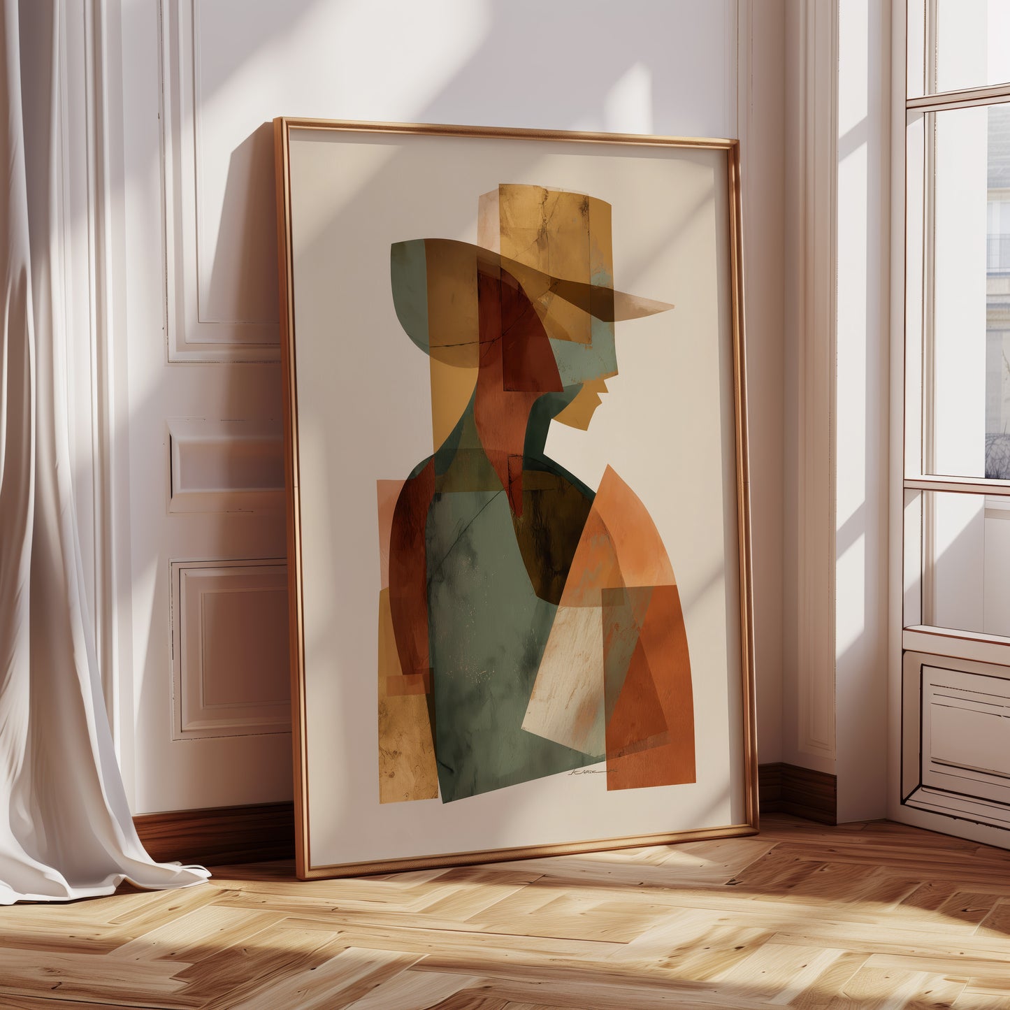 Abstract Cowboy Canvas Print: Geometric Shades