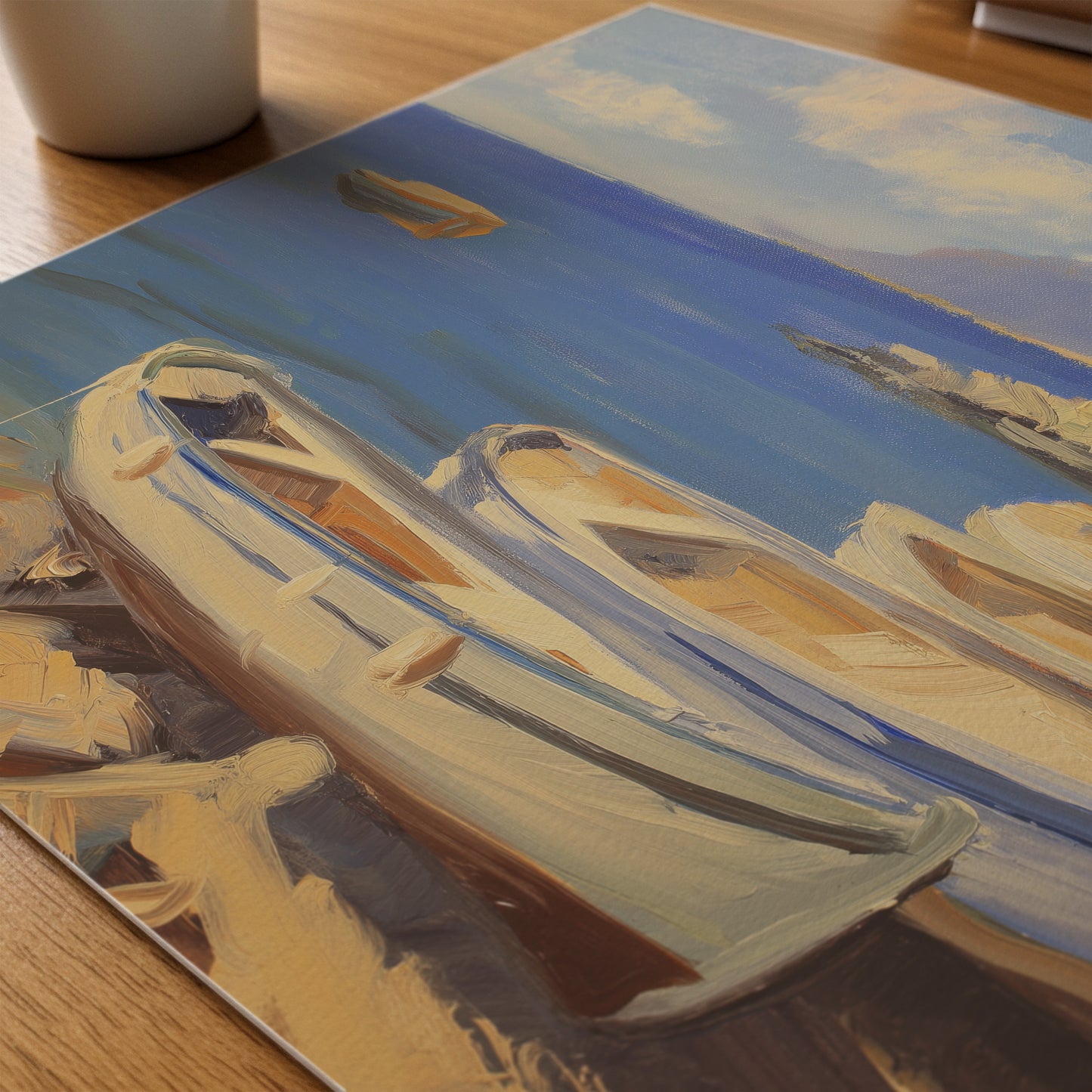 Mediterranean Boats Scenic Horizontal Canvas Print