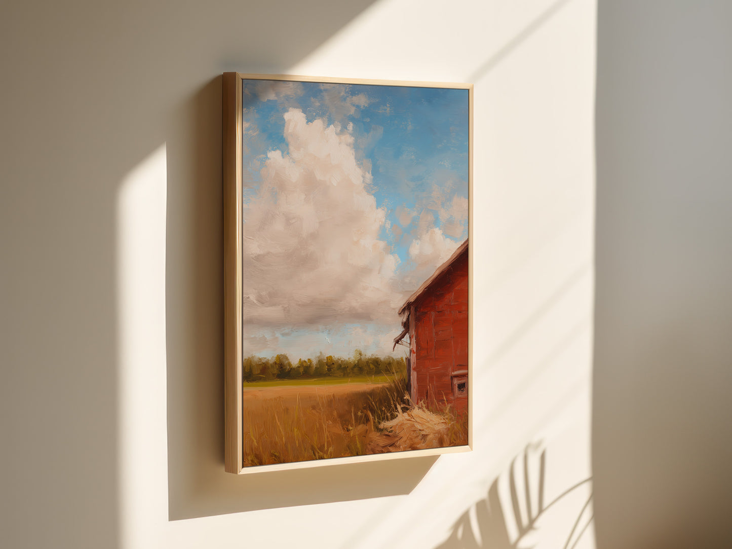 Rustic Landscape Canvas Print: Red Barn and Field